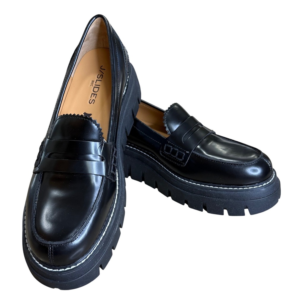 J/Slides Tyler Platform‎ 9.5 Chunky Penny Loafers Preppy Academia Minimalist